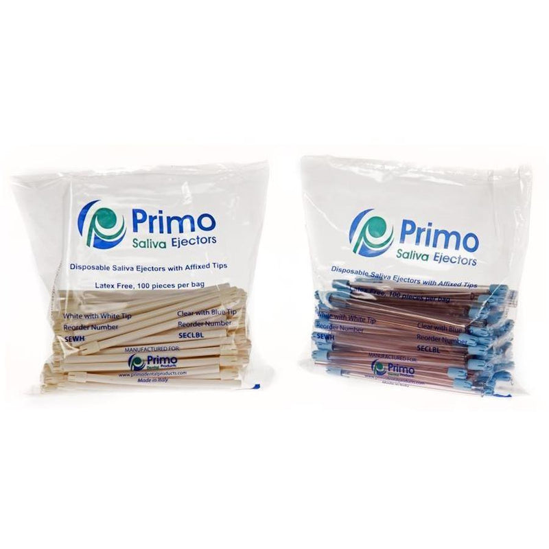 Primo Dental Saliva Ejectors with Affixed Tips
